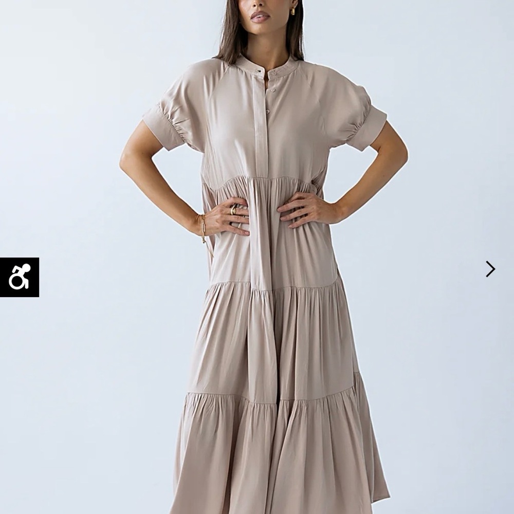 Tiered Maxi Dress in Light Taupe - Picture 2 of 6